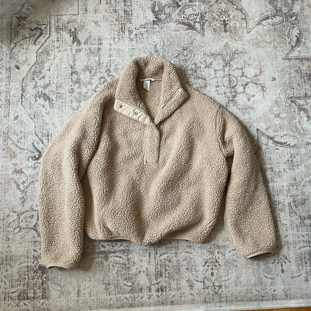 Cozy Tan Sherpa Pullover